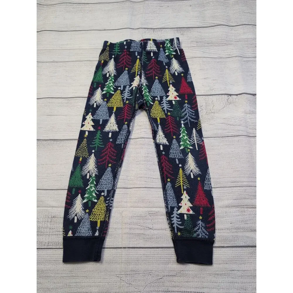 4 Hanna Andersson Twinkly Trees Long John Pajamas